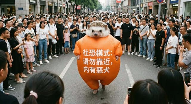 社恐模式：请勿靠近，内有恶犬 AI 提示词效果图