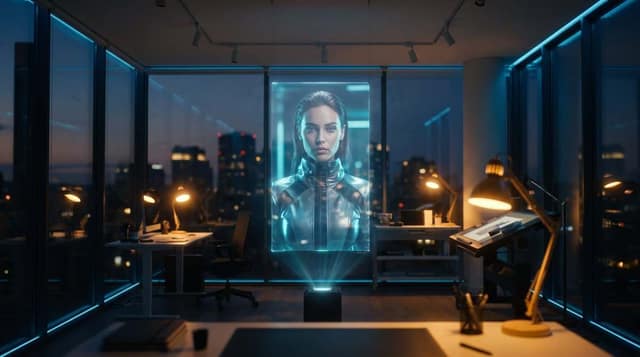 游戏素材 - 全息画布玻璃工作室 AI 提示词效果图