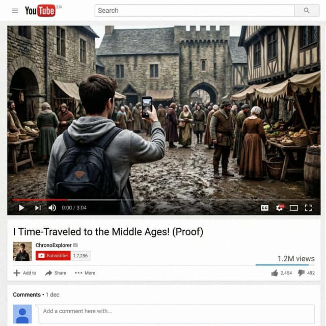 YouTube 时间旅行截图 AI 提示词效果图