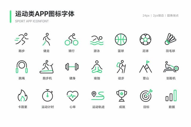 运动健身图标字体设计 AI 提示词效果图