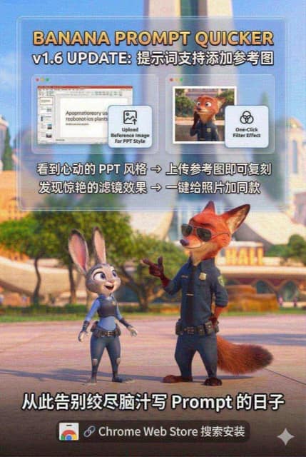 疯狂动物城海报 AI 提示词效果图