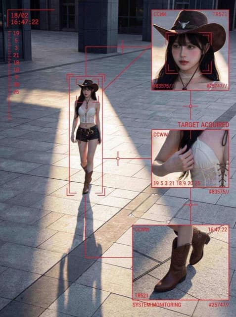 战术监控风格拼贴图像生成 AI 提示词效果图
