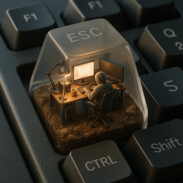 键盘ESC键帽微缩场景 AI 提示词效果图