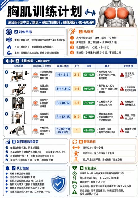 健身训练信息图 AI 提示词效果图