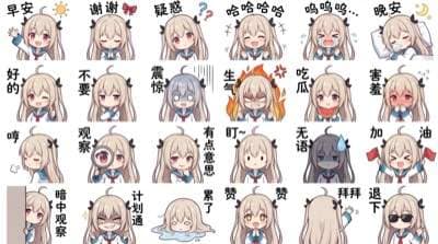 24格Q版人物表情包制作器 AI 提示词效果图