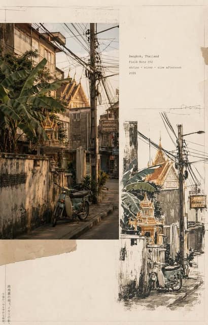 信息图 / 教育视觉图 - 复古旅行日志拼贴画 AI 提示词效果图
