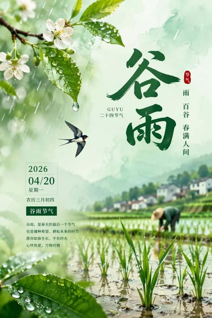 2026谷雨节气唯美海报设计 AI 提示词效果图