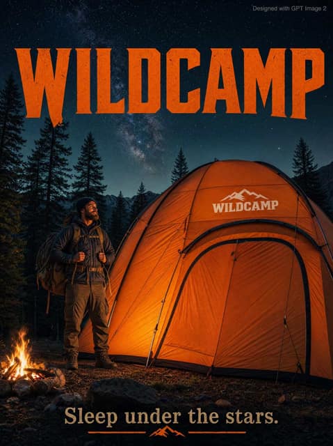 WILDCAMP 巨型帐篷广告海报 AI 提示词效果图