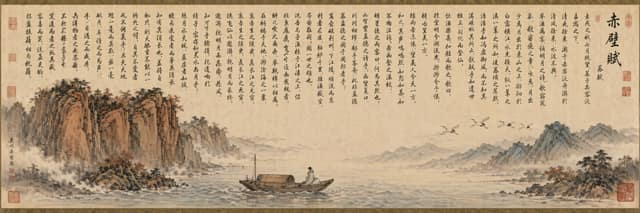 《赤壁怀古》长卷图 AI 提示词效果图