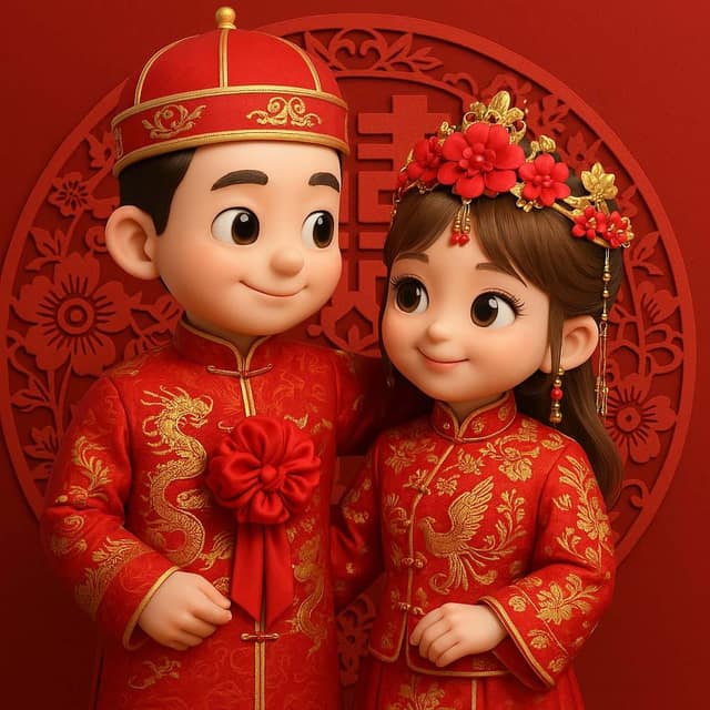 Q版中式婚礼 AI 提示词效果图