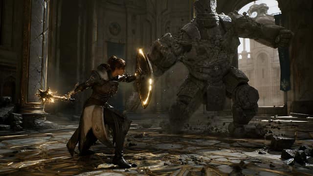 骑士法师大战石像魔像 AI 提示词效果图