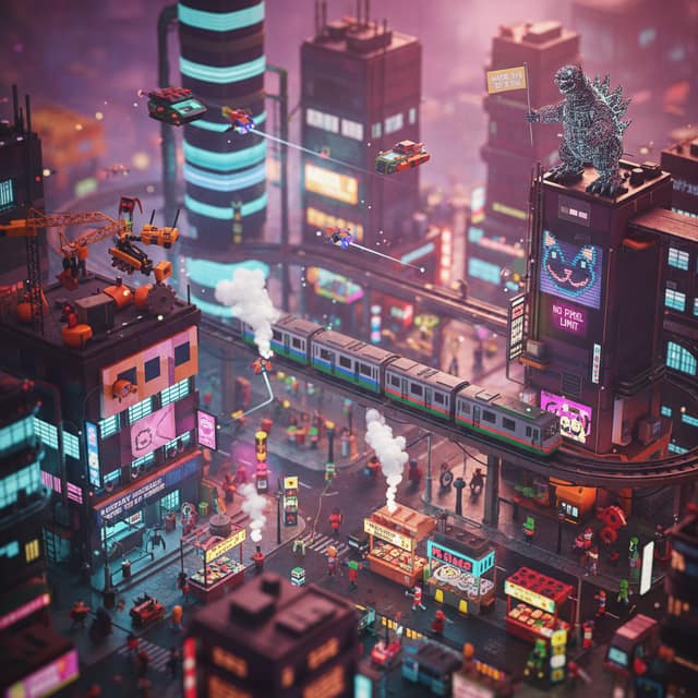 微型立体场景移轴摄影 AI 提示词效果图