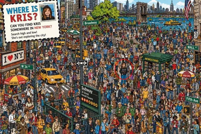 “Where is [Your Name]” 人群搜寻海报 AI 提示词效果图