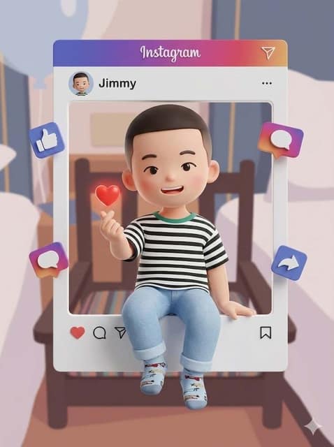 Q版人物Instagram相框 AI 提示词效果图