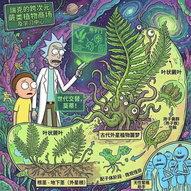 瑞克和莫蒂风格科普 AI 提示词效果图