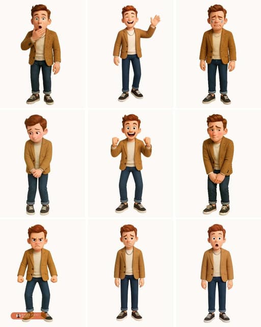 3D character AI 提示词效果图