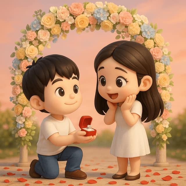 Q版求婚场景 AI 提示词效果图