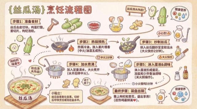 手绘食谱烹饪流程图生成 AI 提示词效果图