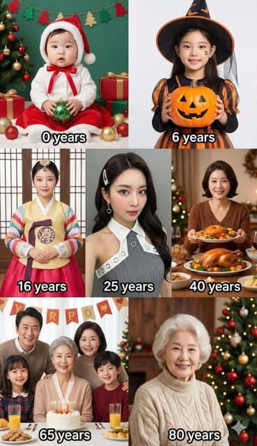 各年龄段的样子 AI 提示词效果图