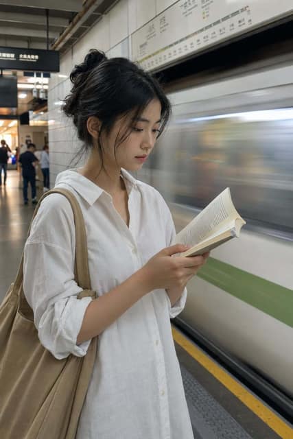 上海地铁站台晨光 AI 提示词效果图