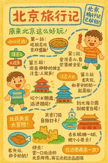 旅游手账插画 AI 提示词效果图