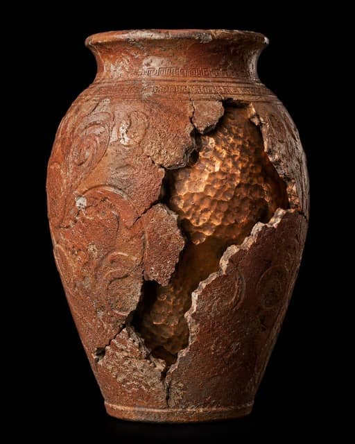 电商主图 - 破碎的古代陶土花瓶 AI 提示词效果图