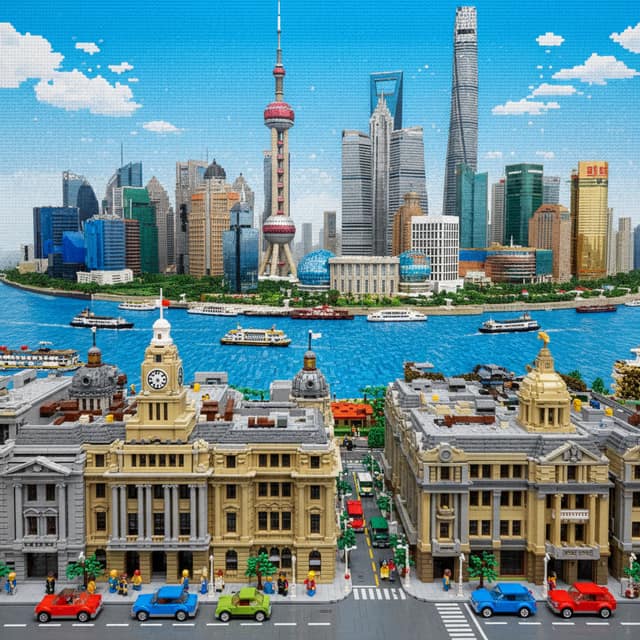 乐高城市景观 AI 提示词效果图