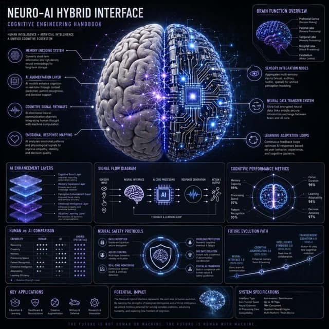 Neuro-AI 混合系统信息图 AI 提示词效果图