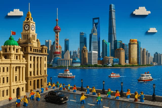 乐高城市景观 AI 提示词效果图
