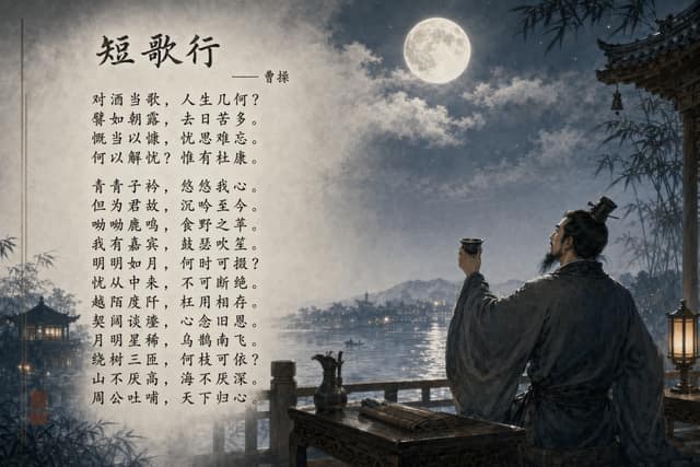 《短歌行》诗词意境图 AI 提示词效果图