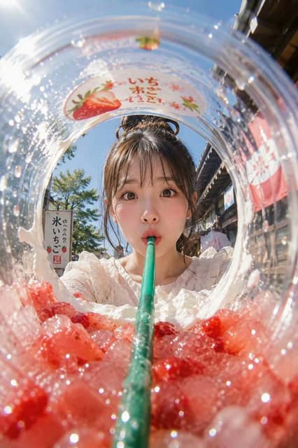 杯内鱼眼夏日冰饮广告 AI 提示词效果图