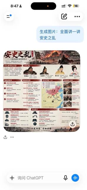 信息图 / 教育视觉图 - ChatGPT 安史之乱信息图截图 AI 提示词效果图