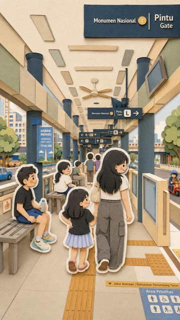 家庭旅行纸雕拼贴 AI 提示词效果图
