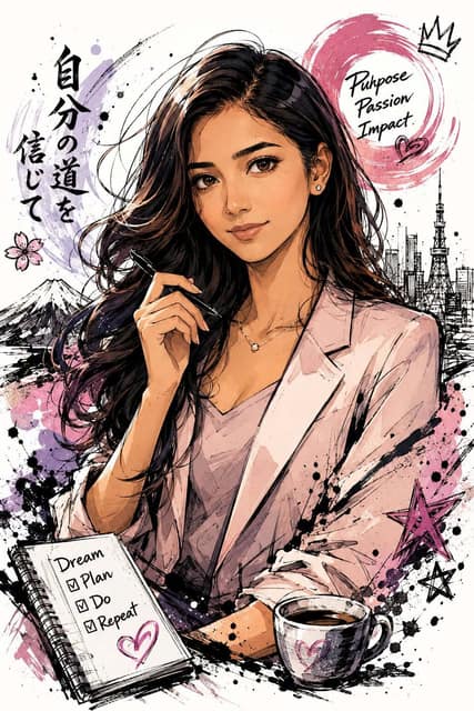 日系手绘涂鸦半身插画 AI 提示词效果图