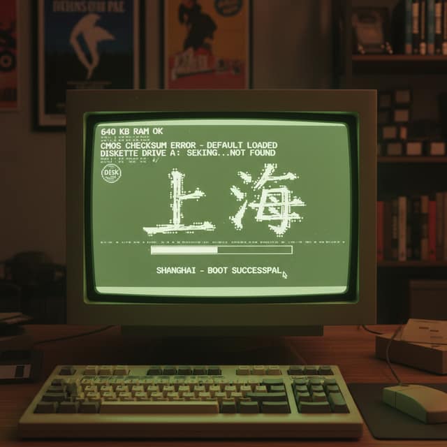 复古CRT电脑启动屏幕 AI 提示词效果图
